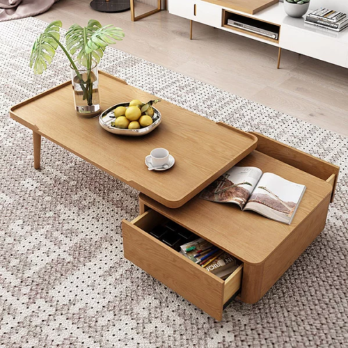 Bàn trà gỗ sồi tự nhiên thiết kế đẹp hiện đại